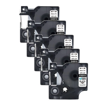 Taśma Specmark D1-40910 9 mm x 7 m / przezroczysta / czarny nadruk / do drukarek DYMO D1 / zestaw 5 szt.