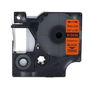 Taśma winylowa Specmark Rhino 18436 19 mm x 5,5 m / pomarańczowa / czarny nadruk / do drukarek DYMO D1