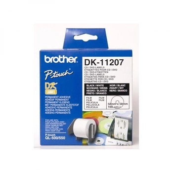 Etykiety Brother DK-11207 fi58mm 100 szt. / do płyt CD/DVD / do drukarki etykiet Brother QL