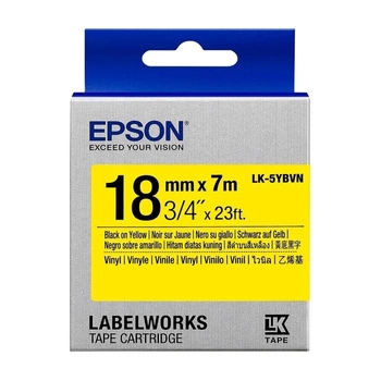 Oryginalna taśma Epson LK-5YBVN winylowa 18mm x 7m żółta czarny nadruk