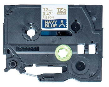 Taśma Brother TZe-RN34 12mm x 4m / niebieska / złoty nadruk / do drukarki etykiet Brother P-touch