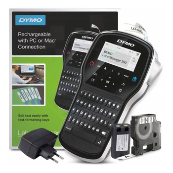 Drukarka etykiet DYMO LabelManager 280 180 dpi / do 12 mm / PC / Mac / USB / z 2 szt. taśm D1 i walizką w zestawie