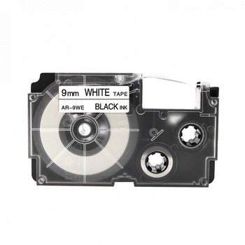 Taśma Casio PT-9WE/XR 9mm x 8m biała czarny nadruk - zamiennik