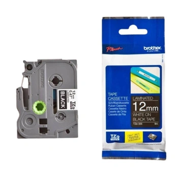 Taśma Brother TZe-335 12 mm x 8 m / czarna / biały nadruk / do drukarek Brother P-touch