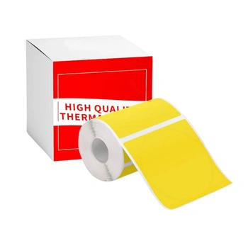 Etykiety Phomemo WY5050-140YE fi 50 mm 140 szt. / okrągłe / żółte / czarny nadruk / do drukarek serii M