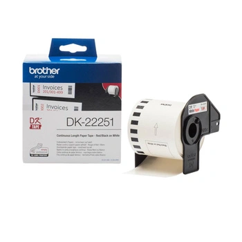 Taśma Brother DK-22251 62 mm x 15,24 m / biała / czarny lub czerwony nadruk / do drukarek Brother QL