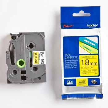 Taśma Brother TZe-641 18 mm x 8 m / żółta / czarny nadruk / do drukarek Brother P-touch