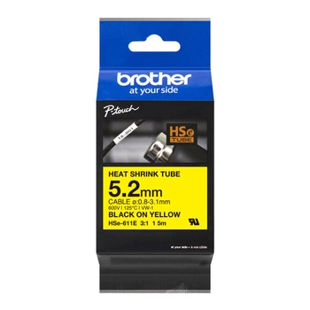 Rurka termokurczliwa Brother Hse-611E 1,5 m ø 0,8 mm - 3,1 mm / żółta / czarny nadruk / do drukarki etykiet Brother P-touch