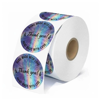 Etykiety Phomemo WY5050-120LA fi 50 mm 120 szt. / okrągłe / laserowa gwiazda / czarny nadruk / do drukarek serii M