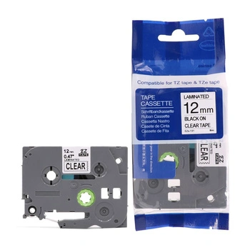 Taśma Brother TZe-131 12 mm x 8 m / przezroczysta / czarny nadruk / do drukarek Brother P-touch