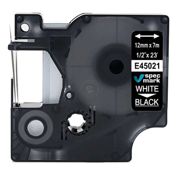 Taśma Specmark D1-45021 12 mm x 7 m / czarna / biały nadruk / do drukarek DYMO D1