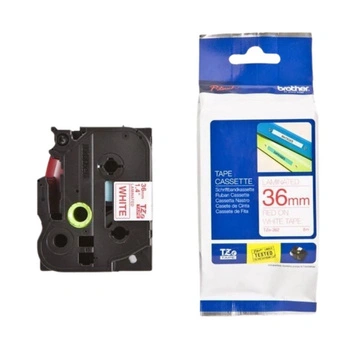 Taśma Brother TZe-262 36 mm x 8 m / biała / czerwony nadruk / do drukarek Brother P-touch