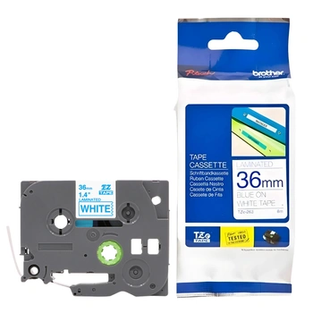 Taśma Brother TZe-263 36 mm x 8 m / biała / niebieski nadruk / do drukarek Brother P-touch
