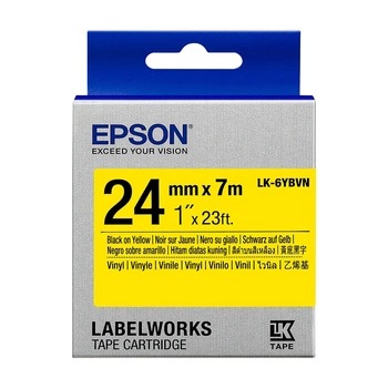 Oryginalna taśma Epson LK-6YBVN winylowa 24mm x 7m żółta czarny nadruk