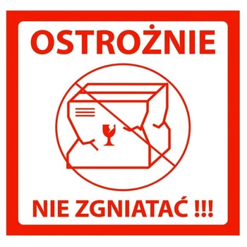 Etykiety termotransferowe ostrzegawcze papierowe 85mm x 85mm 500szt średnica gilzy fi40 - Nie zgniatać