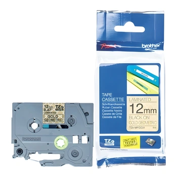 Taśma Brother TZe-MPGG31 12 mm x 4 m / złota / czarny nadruk / do drukarek Brother P-touch
