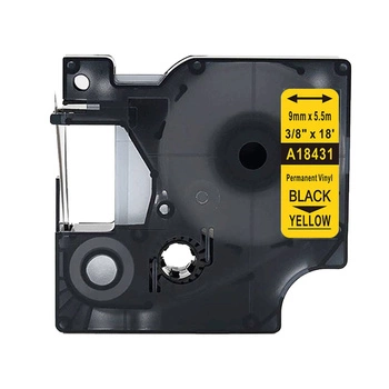 Taśma winylowa Specmark Rhino 18431 9 mm x 5,5 m / żółta / czarny nadruk / do drukarek DYMO D1