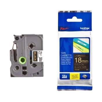 Taśma Brother TZe-344 18 mm x 8 m / czarna / złoty nadruk / do drukarek Brother P-touch