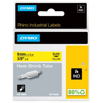 Rurka termokurczliwa DYMO Rhino 18054 9mm x 1,5m ø1,7mm-3,7mm / żółta / czarny nadruk