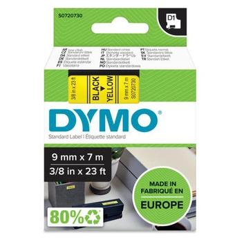 Taśma DYMO D1-40918 9 mm x 7 m / żółta / czarny nadruk / do drukarek DYMO D1