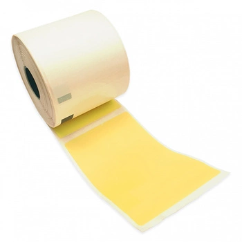 Etykiety Specmark DK-11202 62 x 100 mm 300 szt. / papierowe / żółte / czarny nadruk / bez uchwytu / do drukarek Brother QL