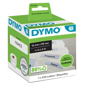 Oryginalne etykiety DYMO LW 99017 S0722460 12mm x 50mm białe/czarny nadruk