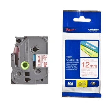 Taśma Brother TZe-232 12 mm x 8 m / biała / czerwony nadruk / do drukarek Brother P-touch