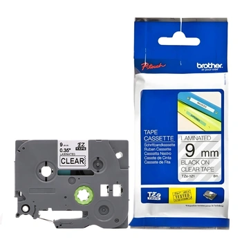 Taśma Brother TZe-121 9 mm x 8 m / przezroczysta / czarny nadruk / do drukarek Brother P-touch