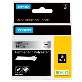 Taśma poliestrowa DYMO Rhino 18485 9mm x 5,5m / czarny nadruk