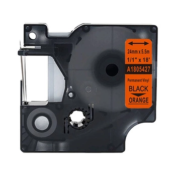 Taśma winylowa Specmark Rhino 1805427 24 mm x 5,5 m / pomarańczowa / czarny nadruk / do drukarek DYMO D1