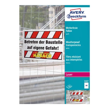 Białe folie do użytku zewnętrznego A4 100 szt./op. powlekane grubość 012 mm Avery Zweckform