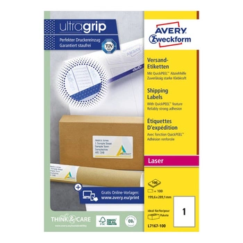 Białe etykiety wysyłkowe Avery Zweckform A4 100ark./op. 199,6 x 289,1 mm