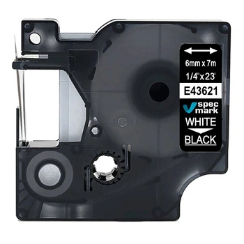 Taśma Specmark D1-43621 6 mm x 7 m / czarna / biały nadruk / do drukarek DYMO D1
