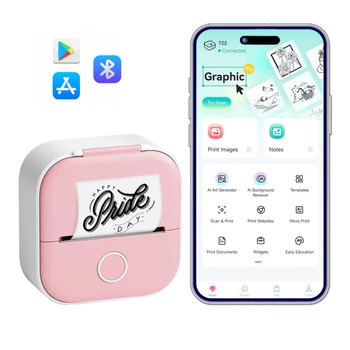 Mini drukarka etykiet Phomemo T02 jasnoróżowa 203dpi / do 50mm / Smartfon / BT