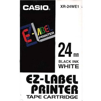 Oryginalna taśma CASIO XR 24WE1 24mm x 8m biała/czarny nadruk