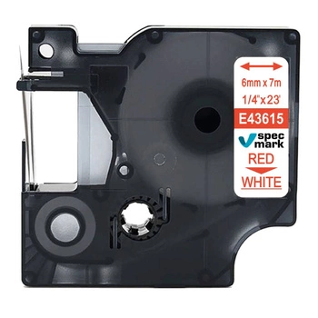 Taśma Specmark D1-43615 6 mm x 7 m / biała / czerwony nadruk / do drukarek DYMO D1