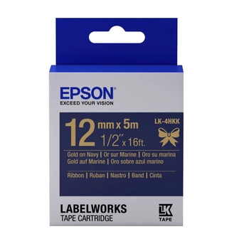 Taśma Epson LK-4HKK 12 mm x 5 m / granatowa / złoty nadruk / satynowa / do drukarek Epson LabelWorks