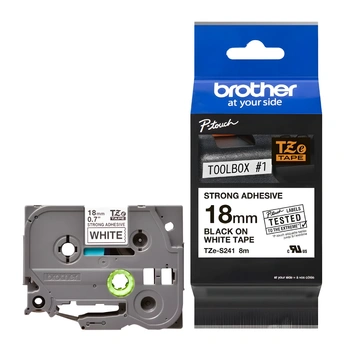 Taśma Brother TZe-S241 18 mm x 8 m / mocny klej / do drukarek Brother P-touch