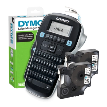 Drukarka etykiet DYMO LabelManager 160 180dpi / do 12mm / z 2 szt. taśm D1-45013 w zestawie