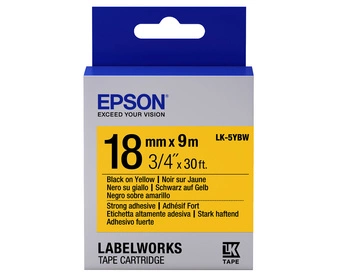 Taśma Epson LK-5YBW 18 mm x 9 m / żółta / mocny klej / do drukarek Epson LabelWorks