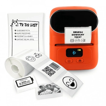 Mini drukarka etykiet Phomemo M110 pomarańczowa Bluetooth szer. do 50 mm 203 DPI