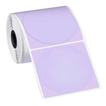 Etykiety Phomemo WY5050-140PUR 50x50 mm 140 szt. / fioletowe / czarny nadruk / okrągłe / do drukarek serii M