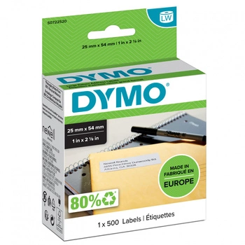 Oryginalne etykiety DYMO LW 11352 S0722520 25mm x 54mm białe/czarny nadruk