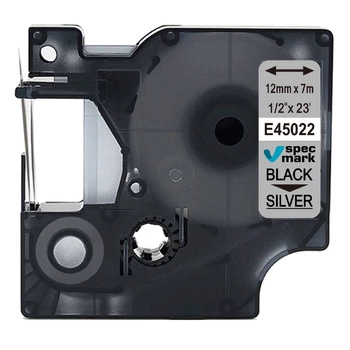 Taśma Specmark D1-45022 12 mm x 7 m / srebrna / czarny nadruk / do drukarek DYMO D1