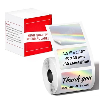 Etykiety Phomemo WP4030-230LS 40 x 30 mm 230 szt. / błyszczące srebrne / czarny nadruk / do drukarek serii M