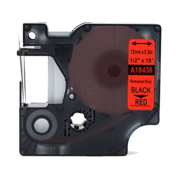 Taśma winylowa Specmark Rhino 18438 12 mm x 5,5 m / czerwona / czarny nadruk / do drukarek DYMO D1