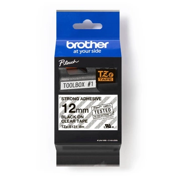 Taśma Brother TZe-S131 12mm x 8m / przezroczysta / czarny nadruk / mocny klej / do drukarki etykiet Brother P-touch
