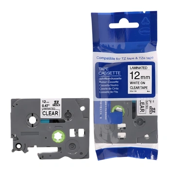 Taśma Brother TZe-135 12 mm x 8 m / przezroczysta / biały nadruk / do drukarek Brother P-touch