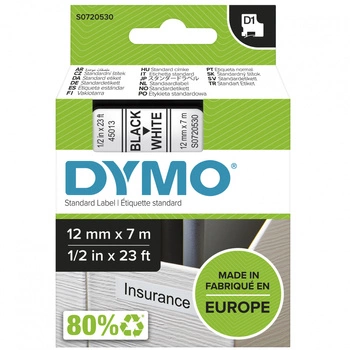 Taśma DYMO D1 45013 12mm x 7m biała czarny nadruk do drukarki etykiet LabelManager