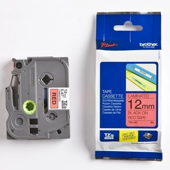 Taśma Brother TZe-431 12mm x 8m / czerwona / czarny nadruk / do drukarki etykiet Brother P-touch